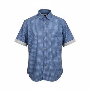 Moda Campia Mens Blue Short Sleeve Button-Up Shirt XXL 100% Cotton Classic Fit W